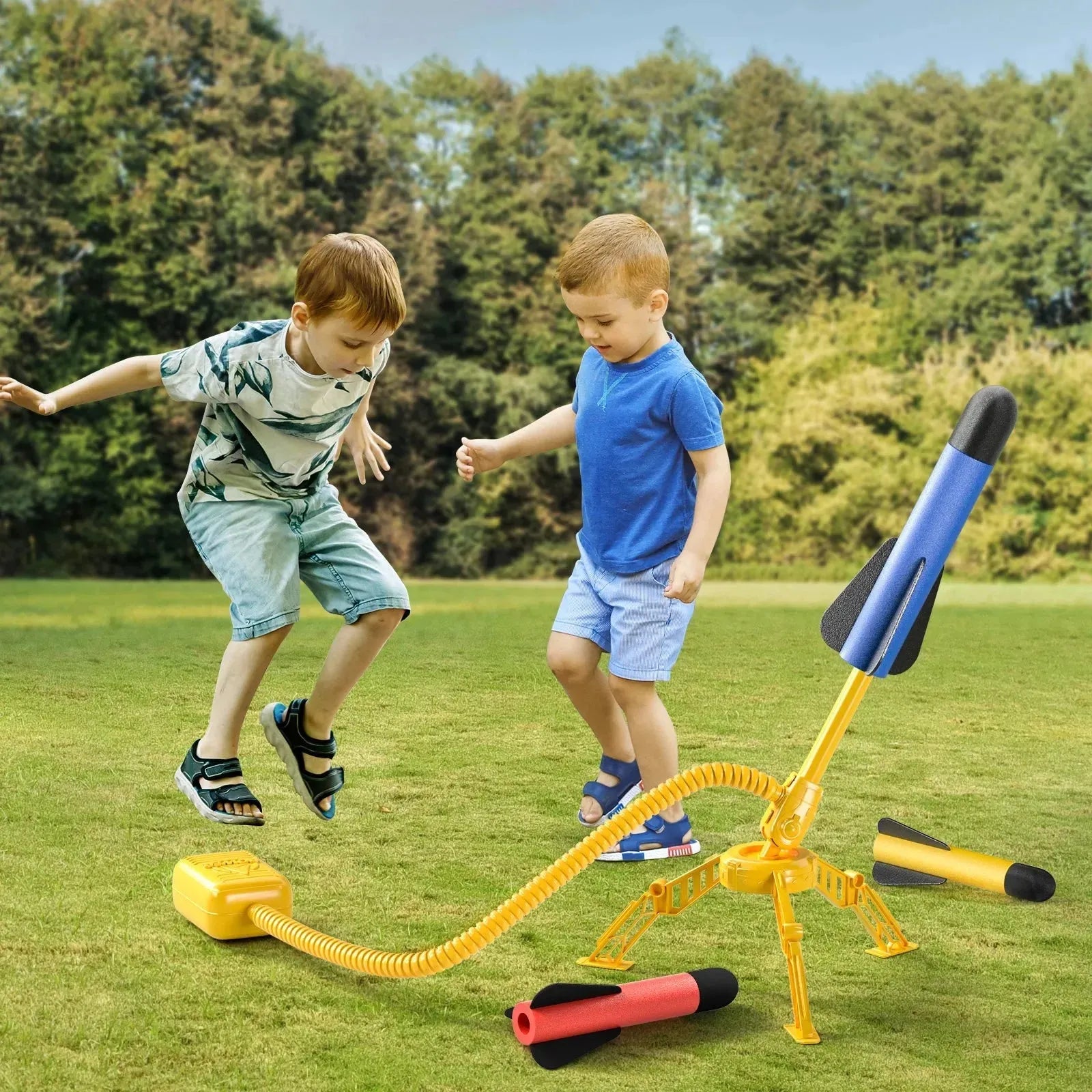 YOTOY Children's toy rocket launcher, Pedal foam launcher,Outdoor Interactive GamesWith 12 bullets - YOTOY