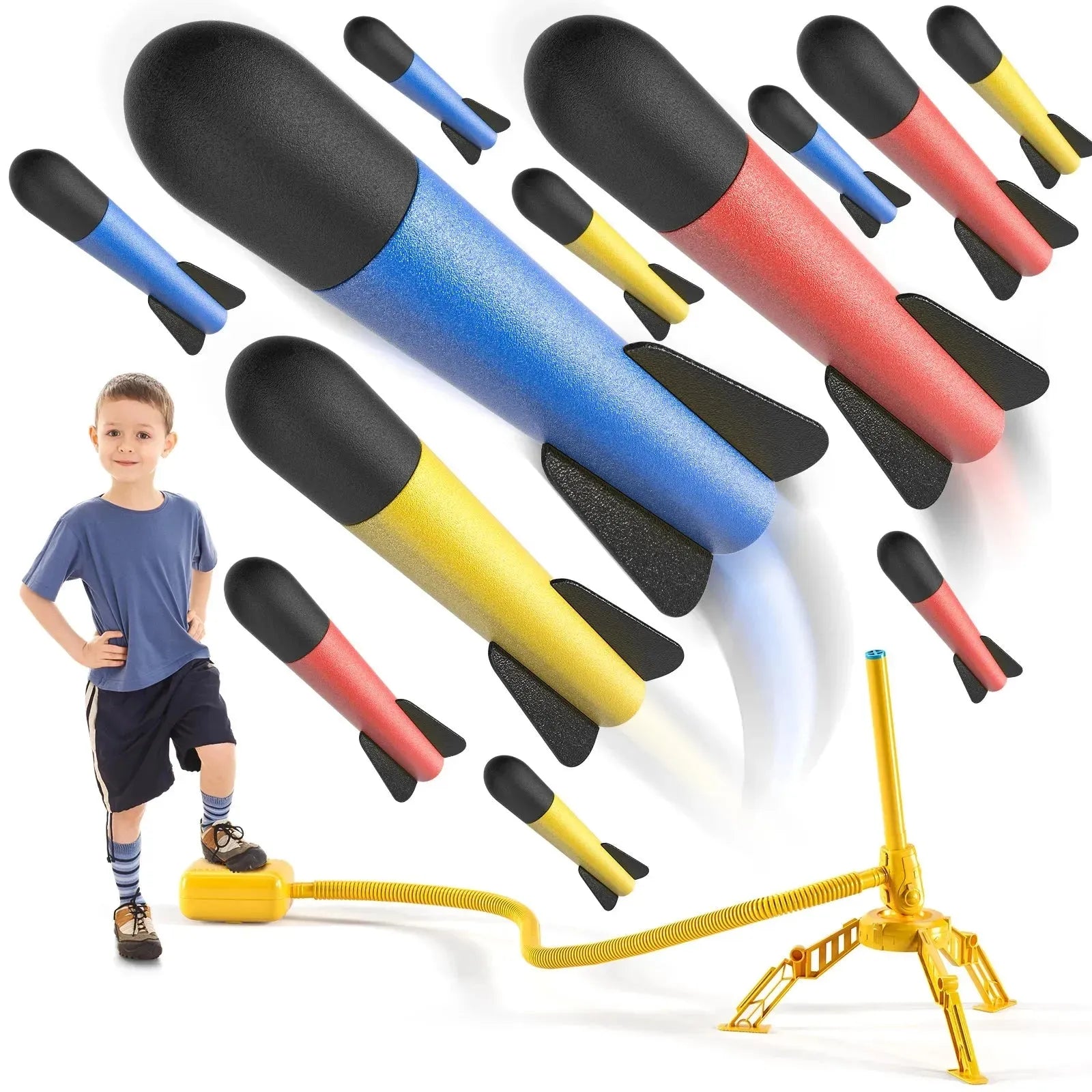 YOTOY Children's toy rocket launcher, Pedal foam launcher,Outdoor Interactive GamesWith 12 bullets - YOTOY