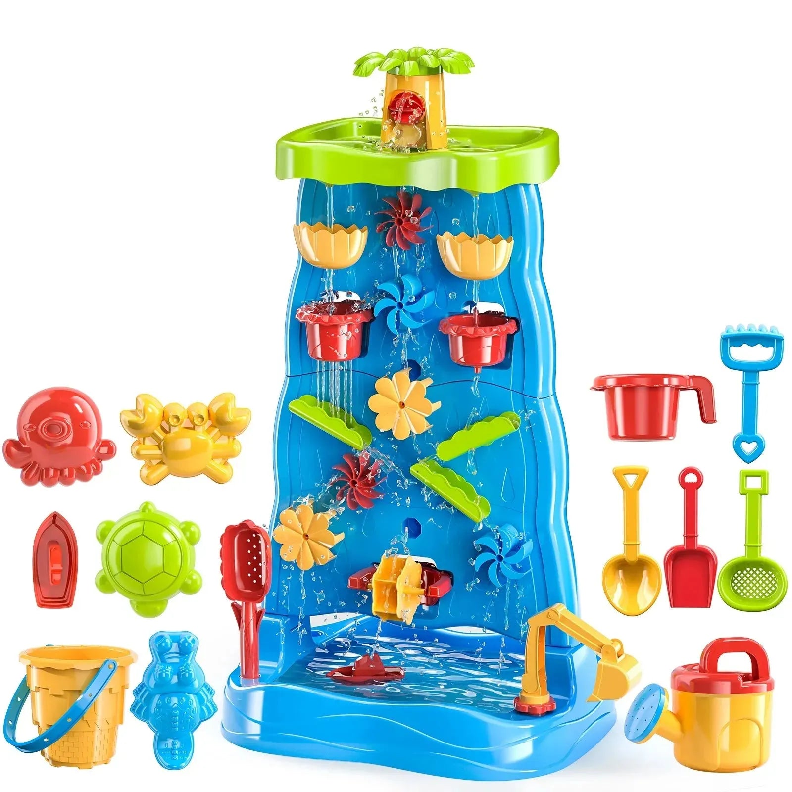 YOTOY Children's waterfall water table wall Summer outdoor double-sided water fun toys Outdoor Water Garden - YOTOY