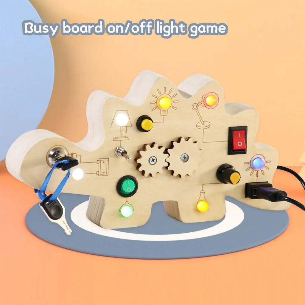 YOTOY Children'S Wooden Dinosaur Circuit Board Busy Board - YOTOY