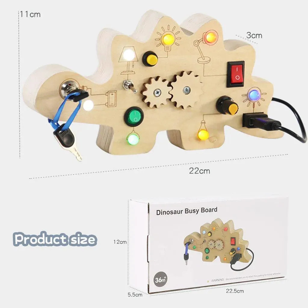 YOTOY Children'S Wooden Dinosaur Circuit Board Busy Board - YOTOY