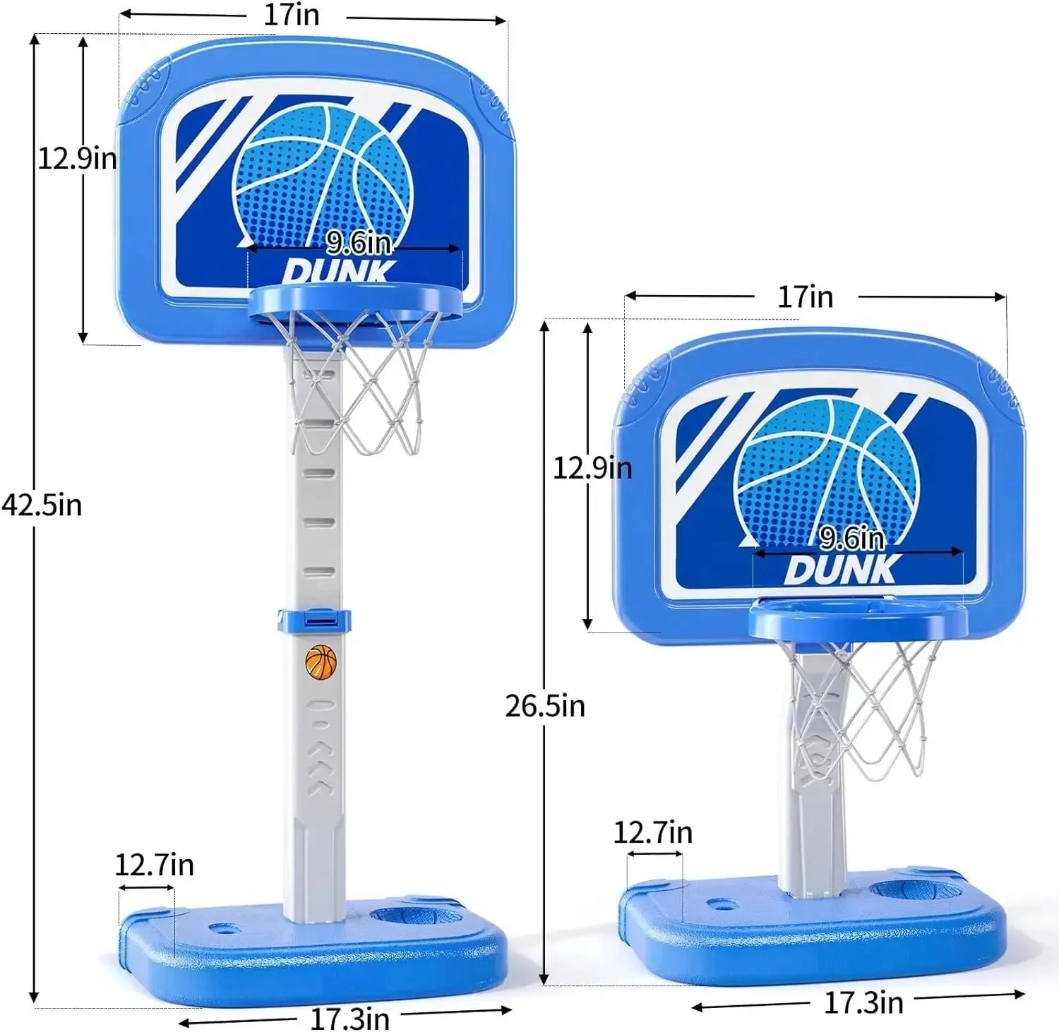 YOTOY Children water Basketball Indoor Outdoor Basketball Game, Adjustable Poolside Hoops with 4 Balls and Pump - YOTOY