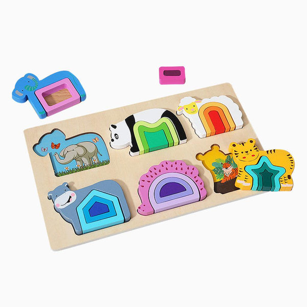 YOTOY Cognitive Matching, Wooden Puzzle Toys For Babies Aged 1-3 - YOTOY