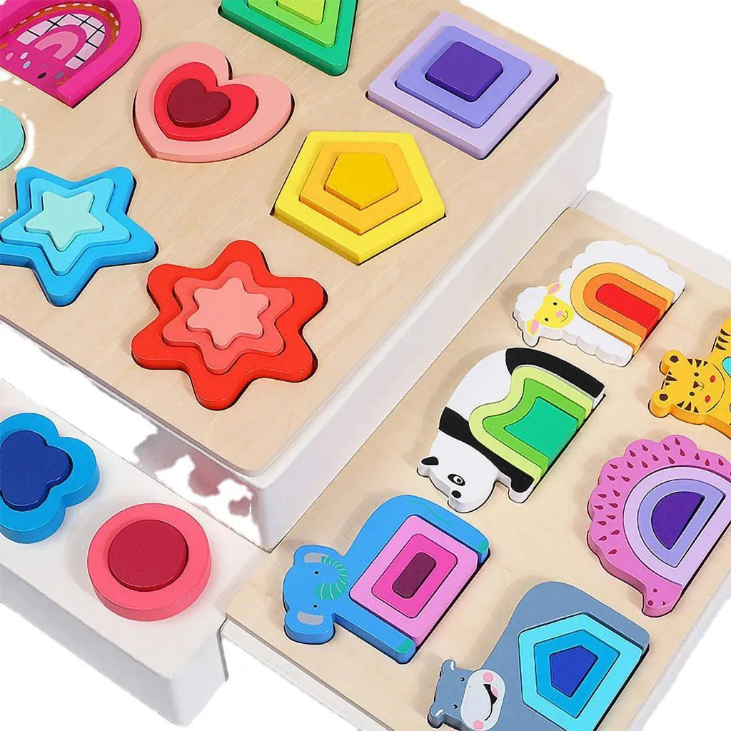 YOTOY Cognitive Matching, Wooden Puzzle Toys For Babies Aged 1-3 - YOTOY