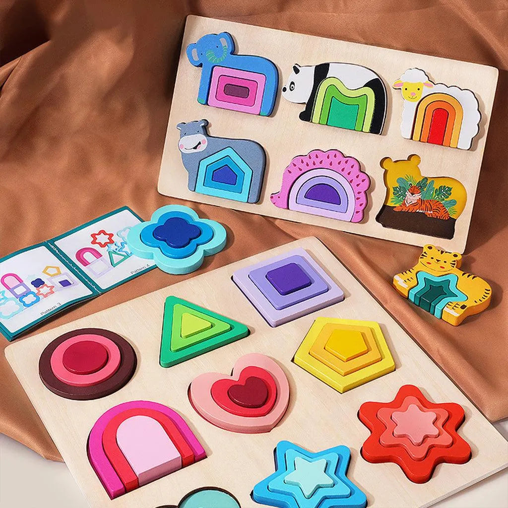 YOTOY Cognitive Matching, Wooden Puzzle Toys For Babies Aged 1-3 - YOTOY