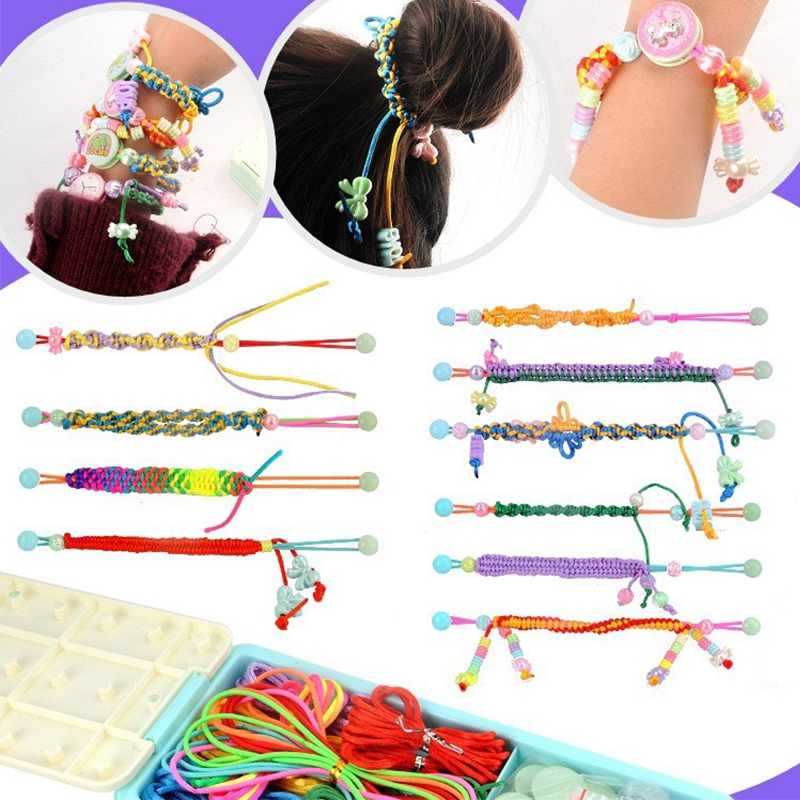 YOTOY Colorful Friendship Bracelet Maker Kit - Creative DIY Hand Rope Weaving Tool with Assorted Threads & Beads for Jewelry Craft Fun - YOTOY