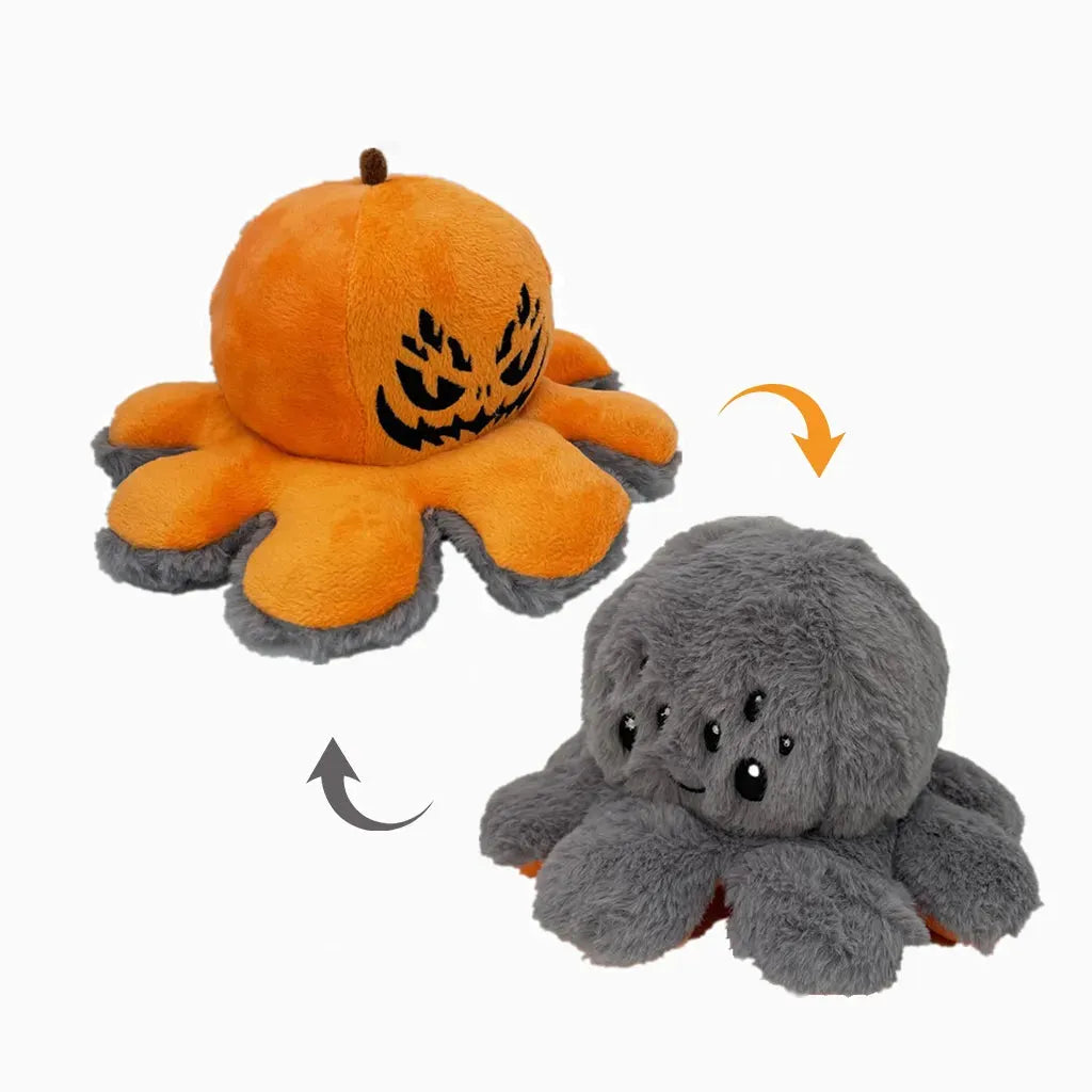 YOTOY Customizable Halloween Flip Sequin Pumpkin Plush Toy - Reversible Jack-O'-Lantern Doll - YOTOY