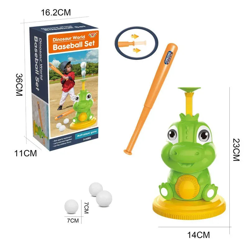 YOTOY Dino Fun Kids Cartoon Dinosaur Pitching Machine: Interactive Indoor & Outdoor T-Ball Set for Family Play - YOTOY