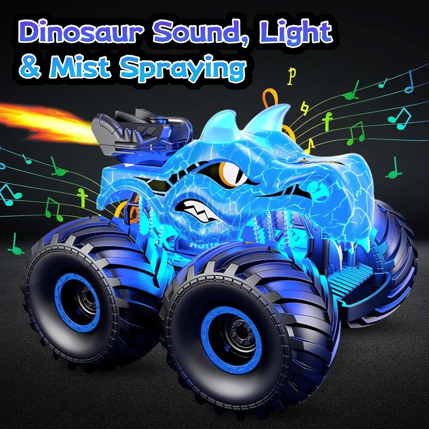 YOTOY Dinosaur Remote Control Car with Light, Sound & Spray - YOTOY