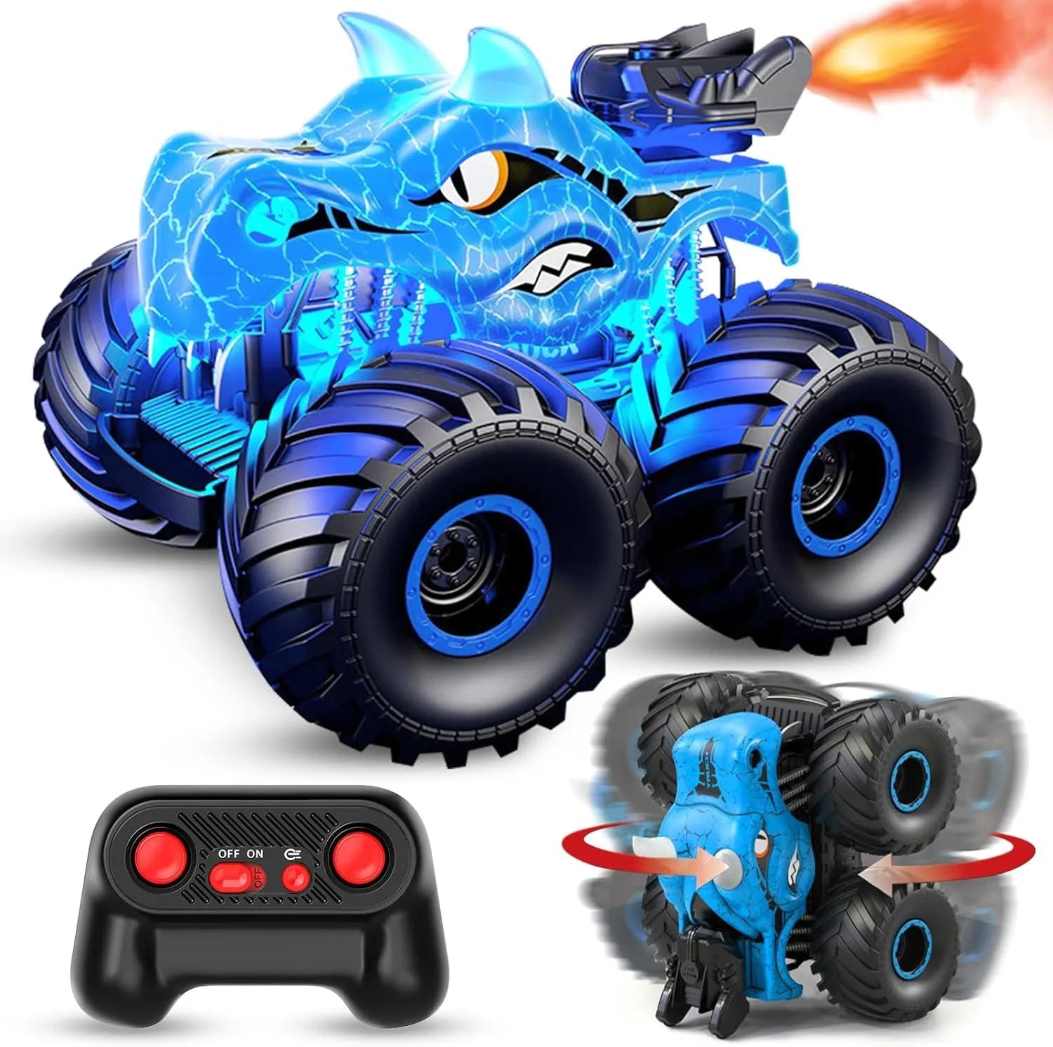 YOTOY Dinosaur Remote Control Car with Light, Sound & Spray - YOTOY