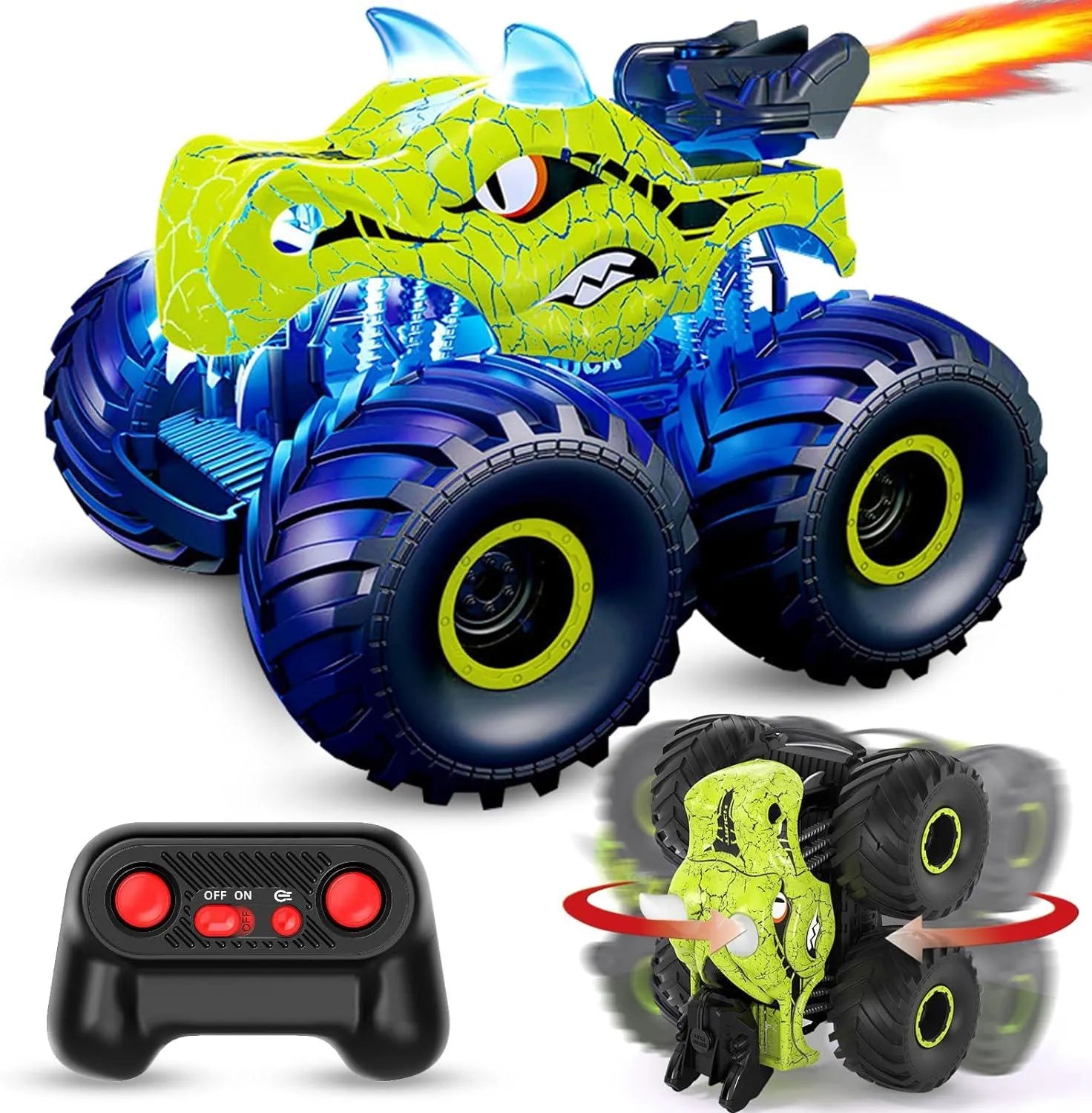 YOTOY Dinosaur Remote Control Car with Light, Sound & Spray - YOTOY