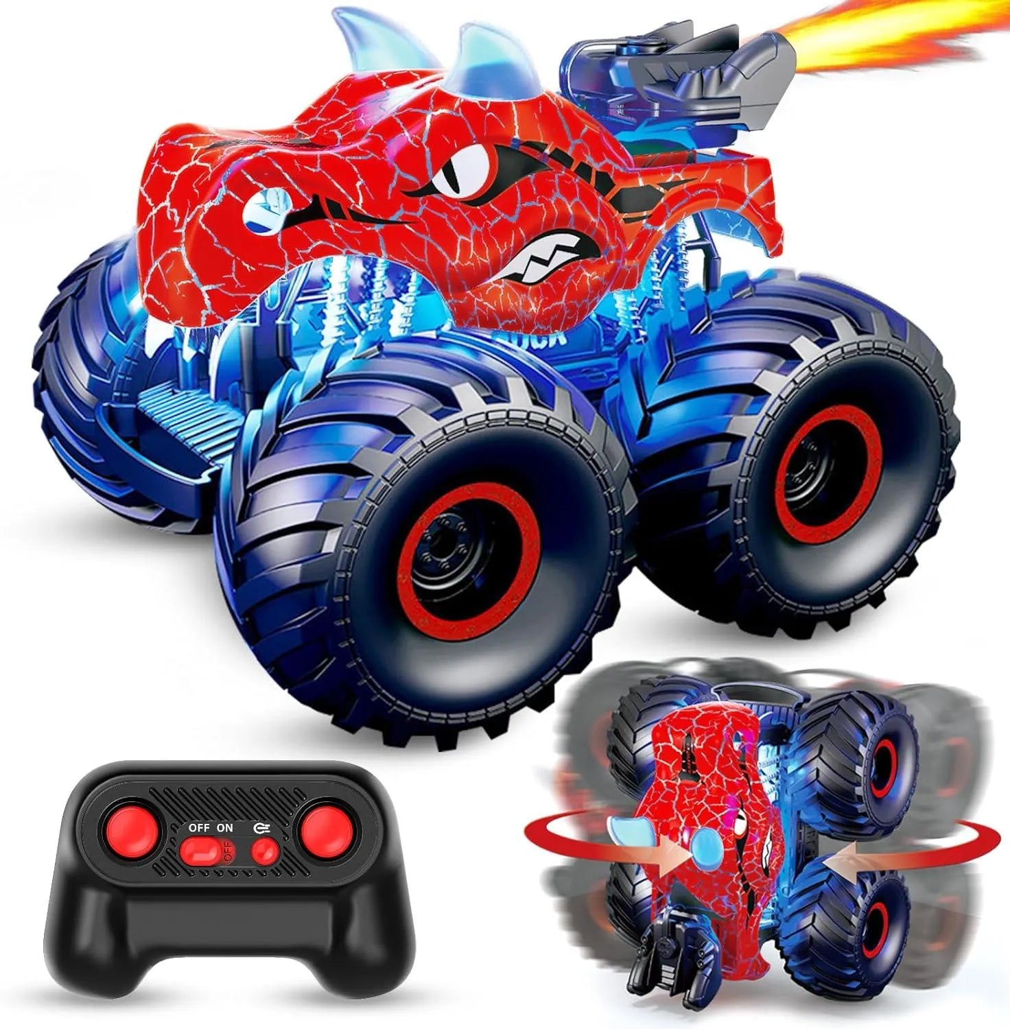 YOTOY Dinosaur Remote Control Car with Light, Sound & Spray - YOTOY