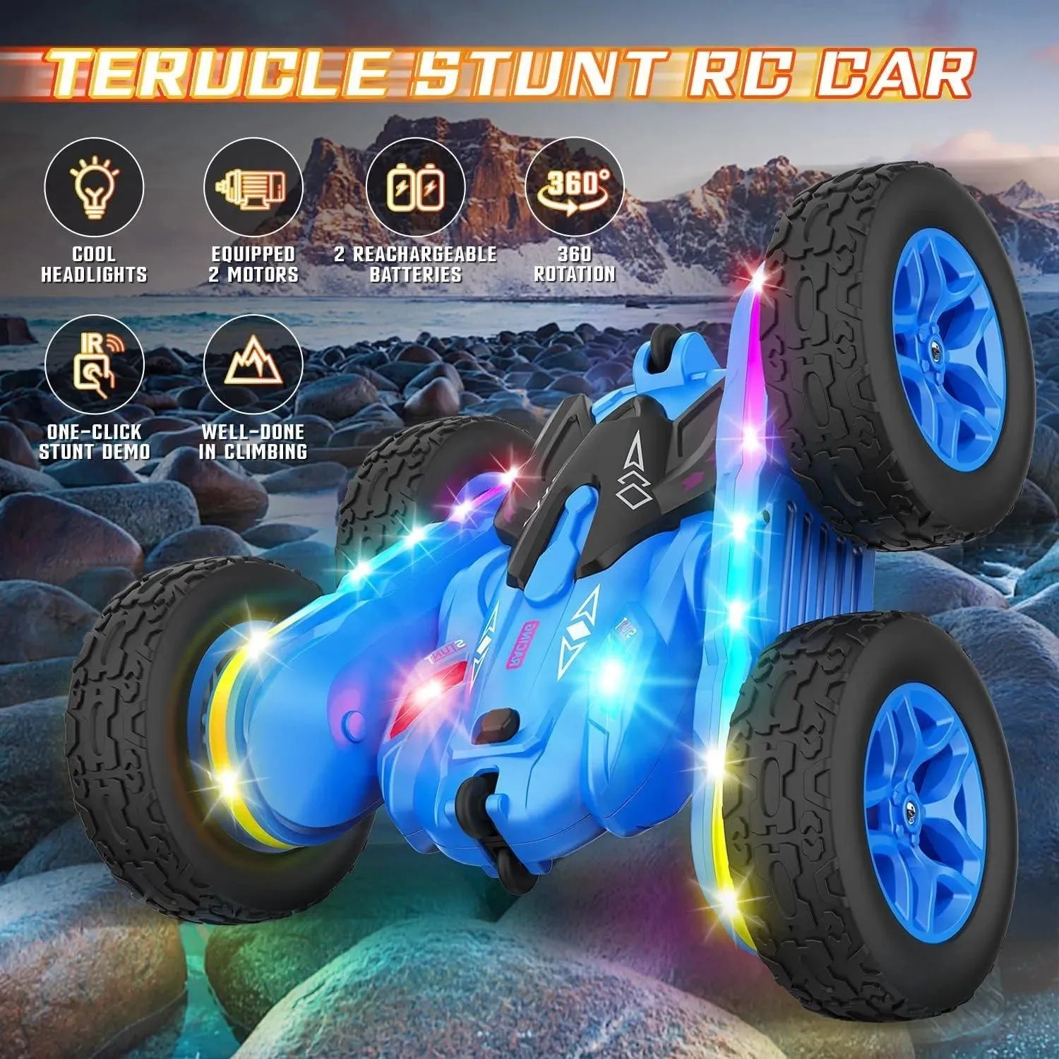 YOTOY Double-Sided 360° Rotating Strip Lights and Headlights RC Car Toys - YOTOY