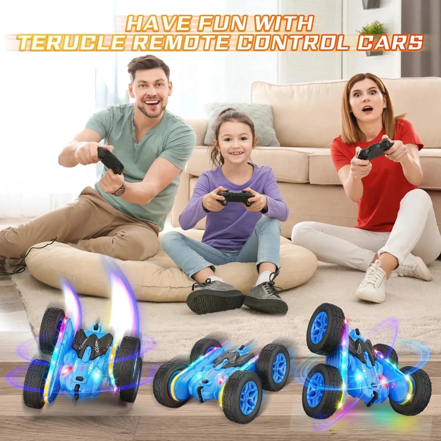 YOTOY Double-Sided 360° Rotating Strip Lights and Headlights RC Car Toys - YOTOY