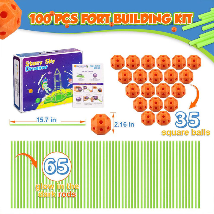 YOTOY Fort Building Kit for Kids - 100 Pcs - YOTOY