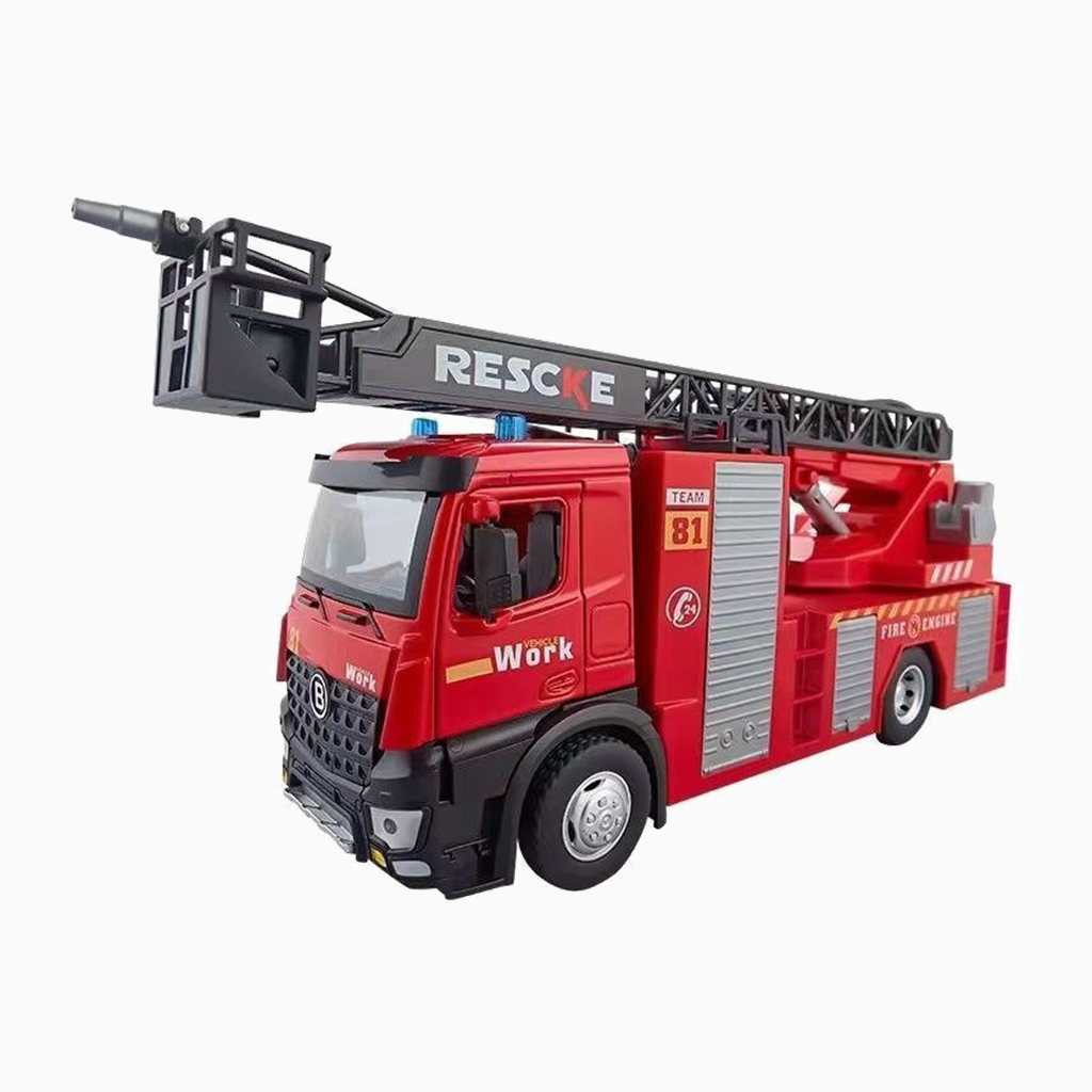 YOTOY Giant Size Kids' Alloy Fire Truck Toy Car with Water Spraying, Ladder Rescue Vehicle - Perfect for Boys - YOTOY