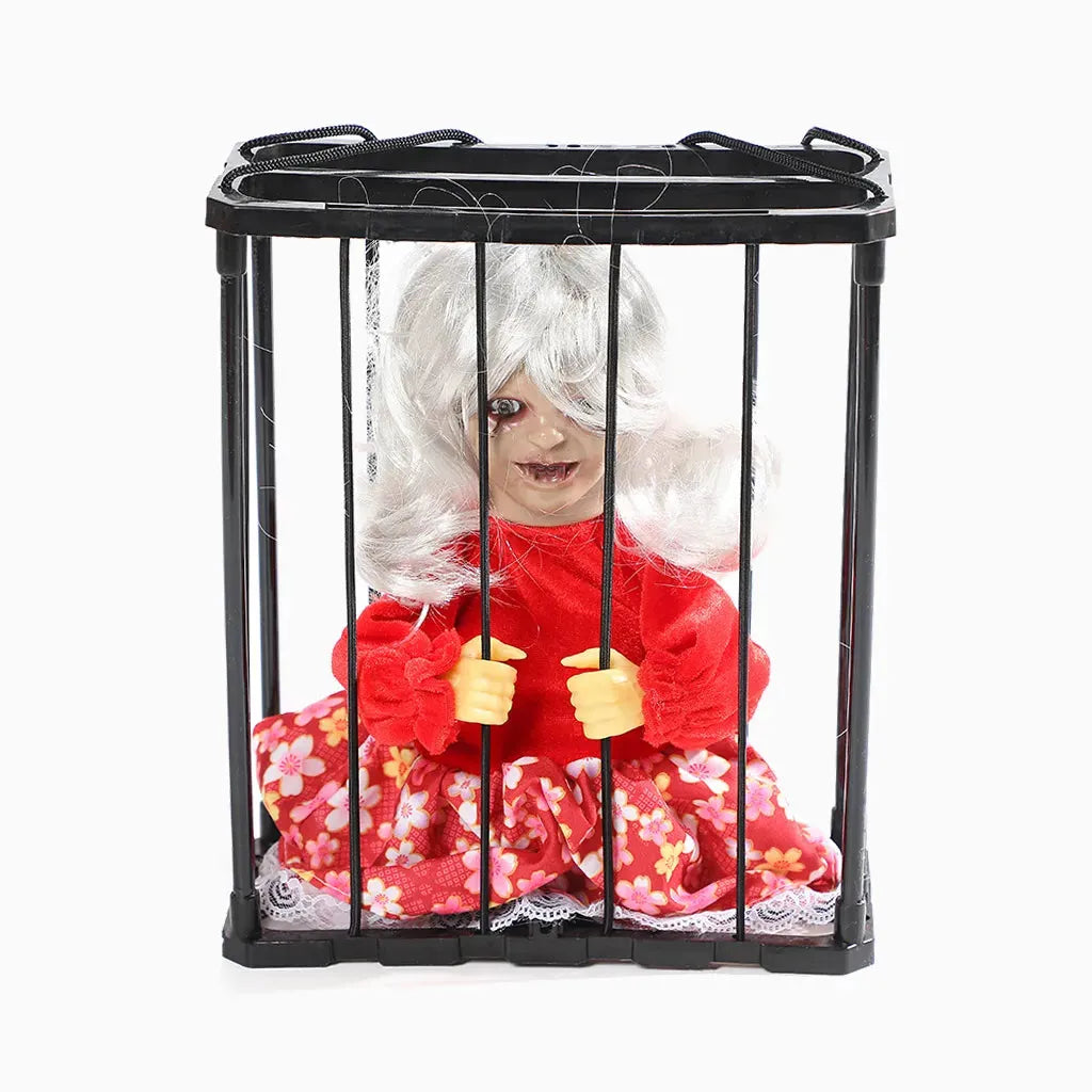 YOTOY Halloween Cage Ghost Décor: Spooky Prank Prop with Electrifying Lights & Sounds for Haunted House & Escape Room Scenes - YOTOY