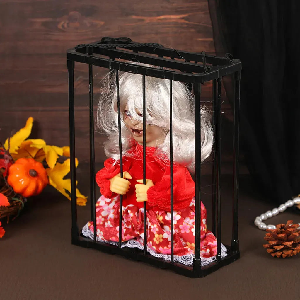 YOTOY Halloween Cage Ghost Décor: Spooky Prank Prop with Electrifying Lights & Sounds for Haunted House & Escape Room Scenes - YOTOY