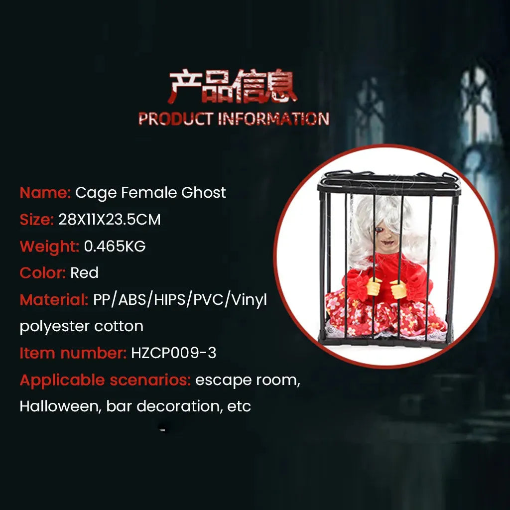 YOTOY Halloween Cage Ghost Décor: Spooky Prank Prop with Electrifying Lights & Sounds for Haunted House & Escape Room Scenes - YOTOY