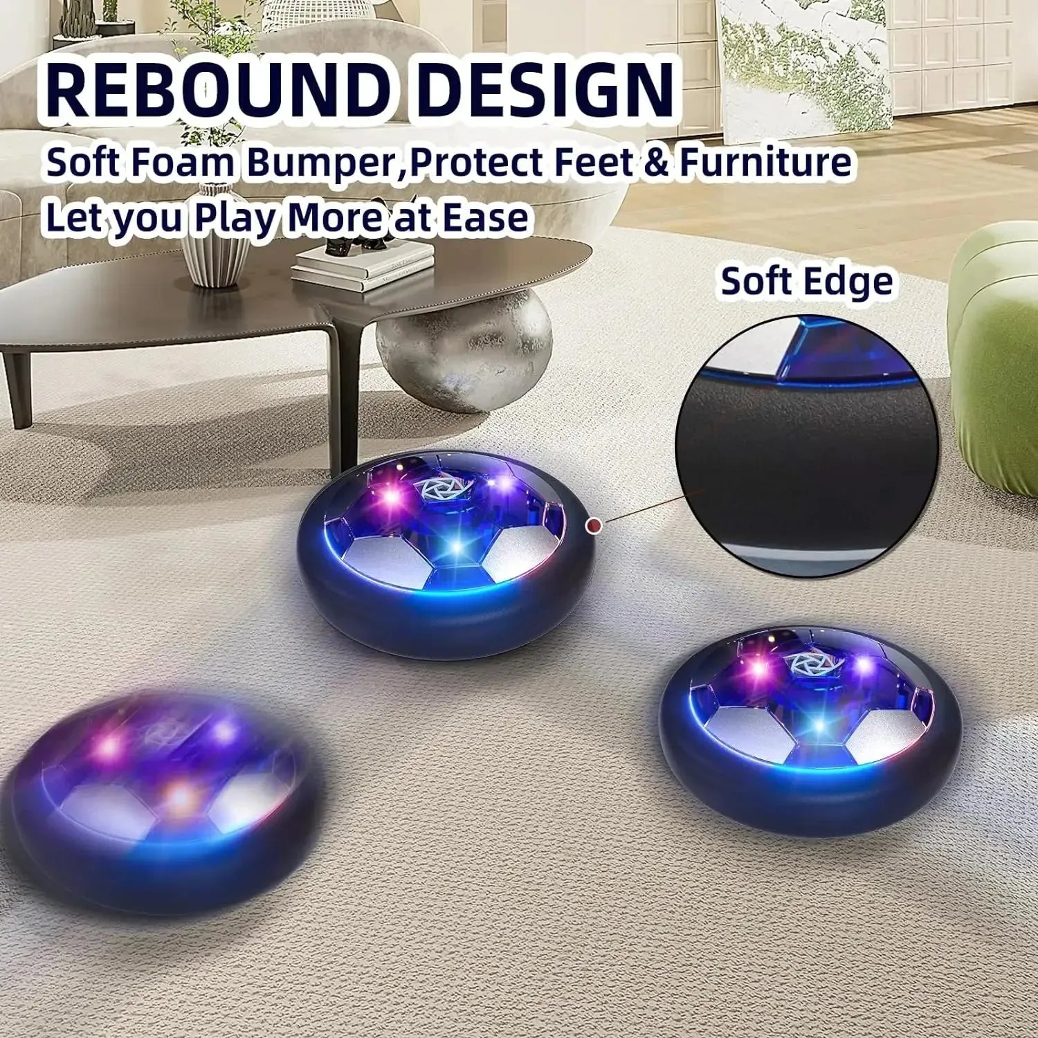 YOTOY Hover Soccer Ball Kids Toys, USB Rechargeable Hover Ball with Protective Foam Bumper and Colorful LED Lights - YOTOY