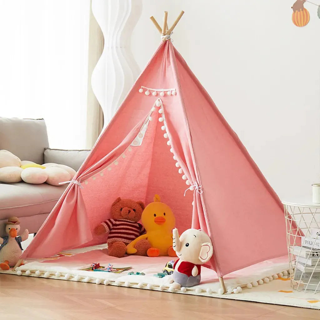 YOTOY Indoor Kids Teepee Tent - Indian Style Playhouse for Boys & Girls, Princess Castle Toy House - YOTOY