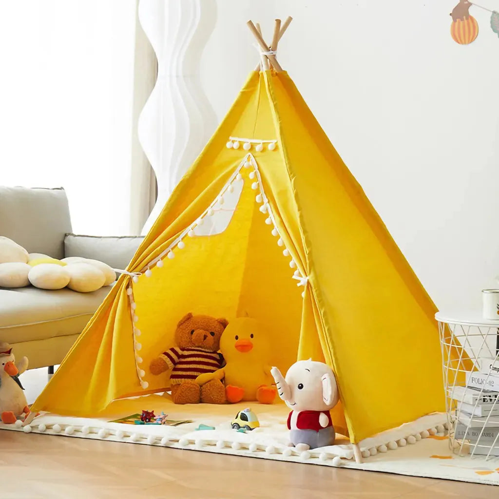 YOTOY Indoor Kids Teepee Tent - Indian Style Playhouse for Boys & Girls, Princess Castle Toy House - YOTOY