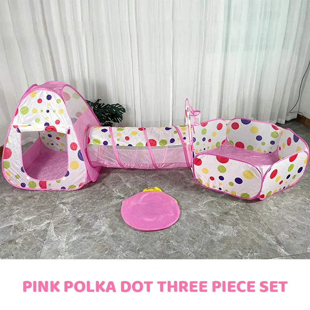 YOTOY Indoor Kids Tent Playset - 3-Piece Dot Tunnel, Ball Pit Pool, & Fence Toys - YOTOY