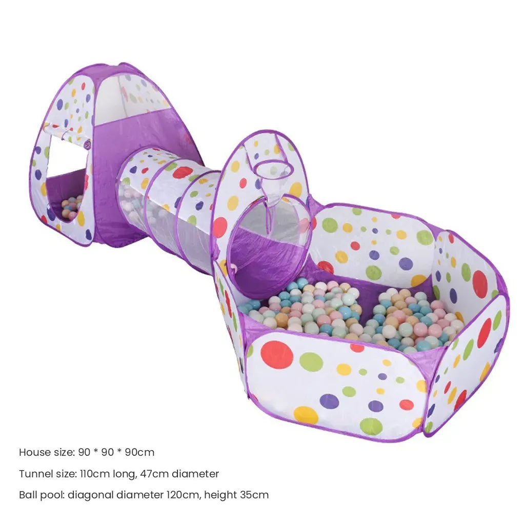 YOTOY Indoor Kids Tent Playset - 3-Piece Dot Tunnel, Ball Pit Pool, & Fence Toys - YOTOY