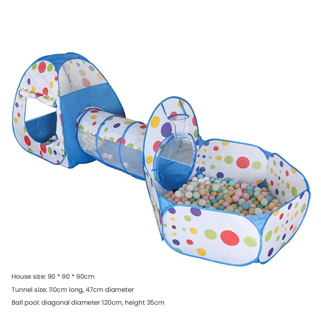 YOTOY Indoor Kids Tent Playset - 3-Piece Dot Tunnel, Ball Pit Pool, & Fence Toys - YOTOY