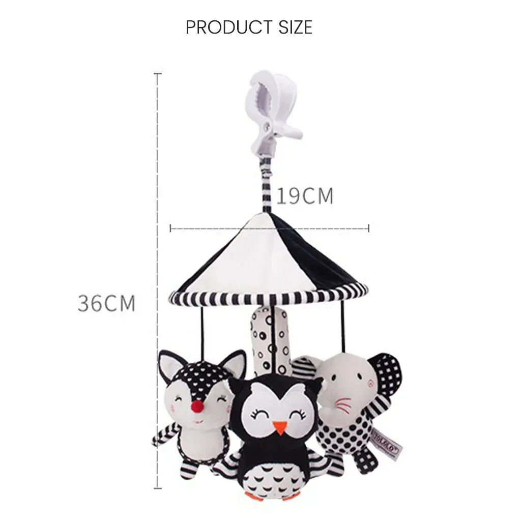 YOTOY Infant Black & White Visual Stimulating Mobile with Rotating Wind Chimes | Baby Crib Attachment & Stroller Toy - YOTOY