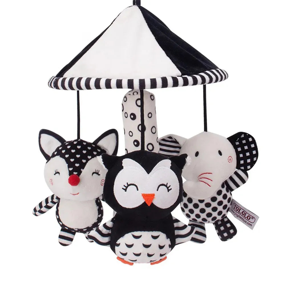 YOTOY Infant Black & White Visual Stimulating Mobile with Rotating Wind Chimes | Baby Crib Attachment & Stroller Toy - YOTOY