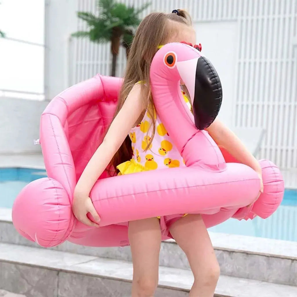 YOTOY Inflatable Pink Mermaid Handle Swim Ring with Sunshade for Kids & Toddlers - YOTOY