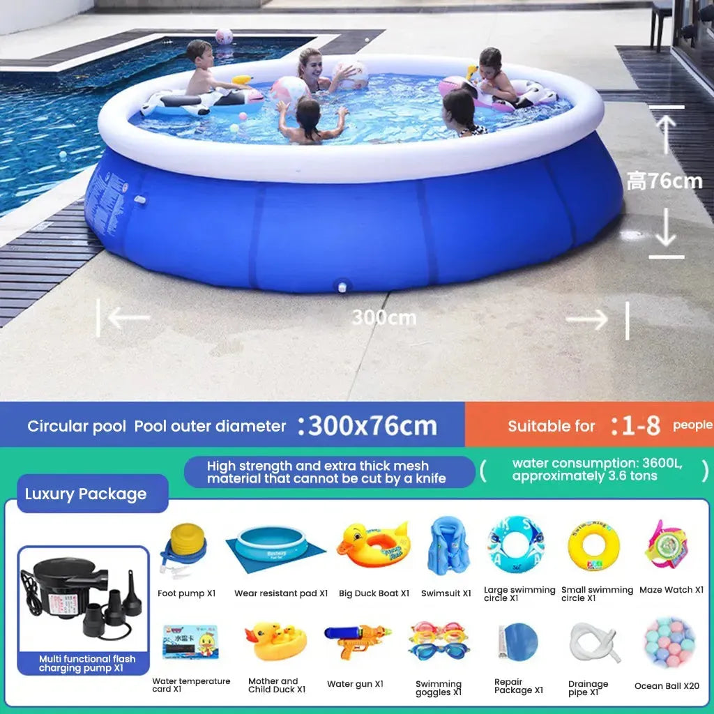 YOTOY Inflatable Swimming Pool 300cm Diameter x 76cm Height - YOTOY