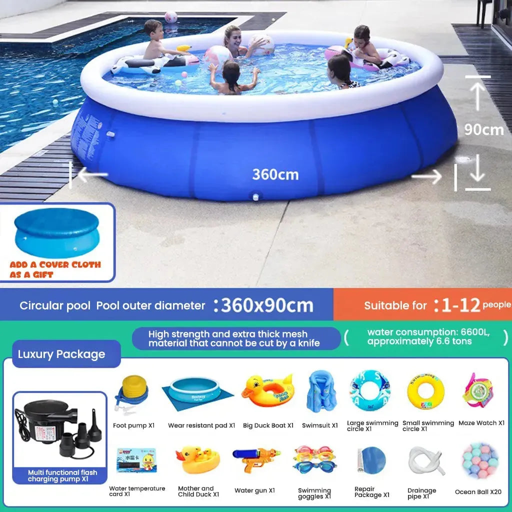 YOTOY Inflatable Swimming Pool 360cm Diameter x 90cm Height - YOTOY