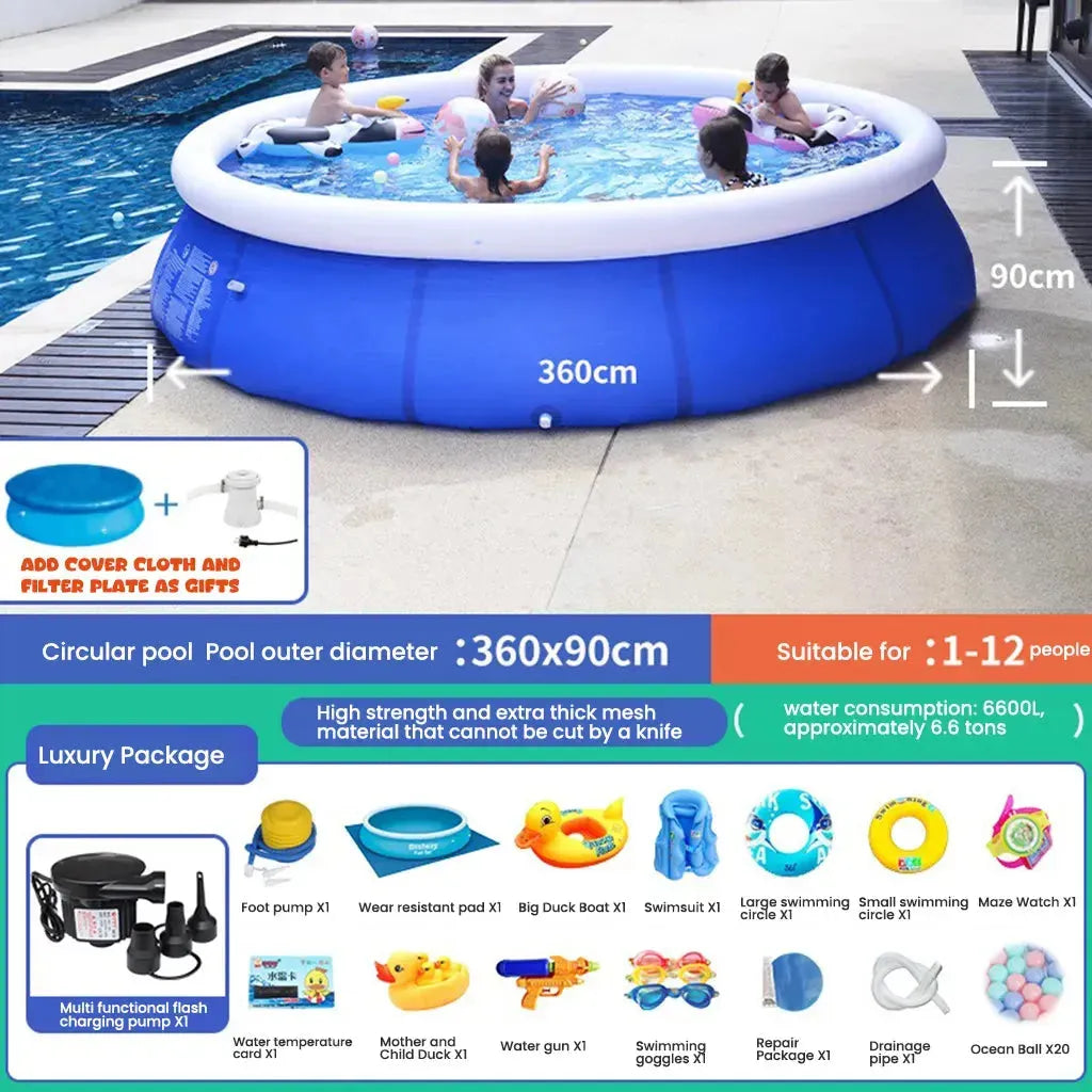 YOTOY Inflatable Swimming Pool 360cm Diameter x 90cm Height - YOTOY