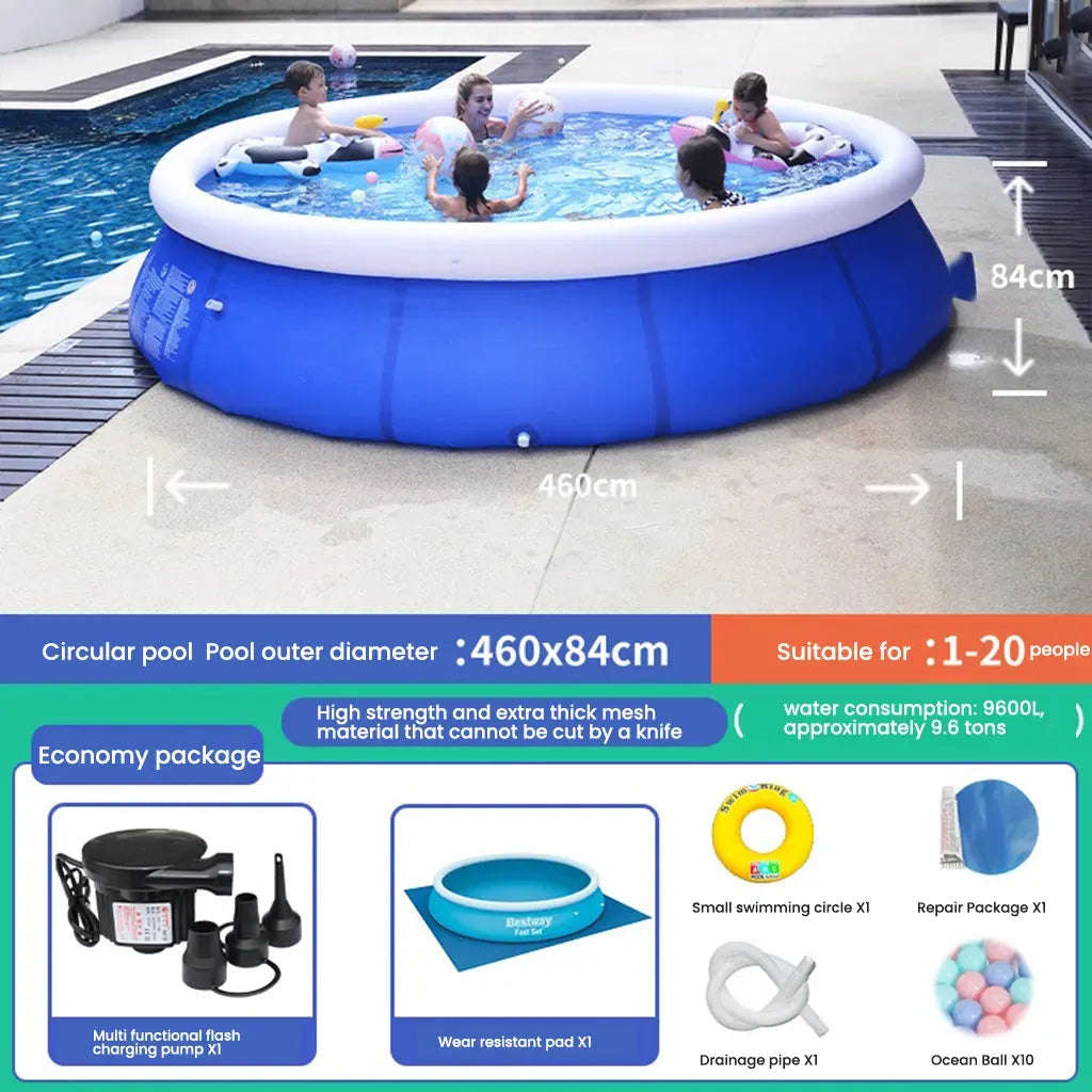 YOTOY Inflatable Swimming Pool 460cm Diameter x 84cm Height - YOTOY