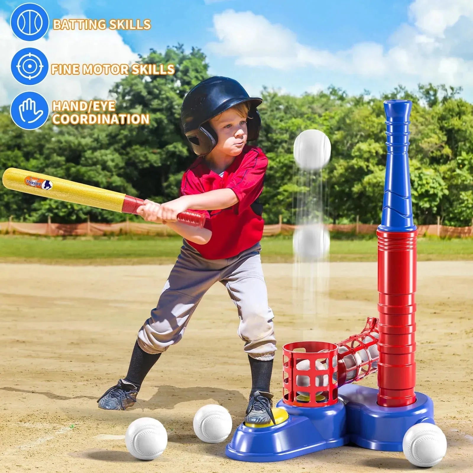 YOTOY Kid's Baseball Trainer Set Hand Pressure Foot Pedal Launch training equipment toys - YOTOY