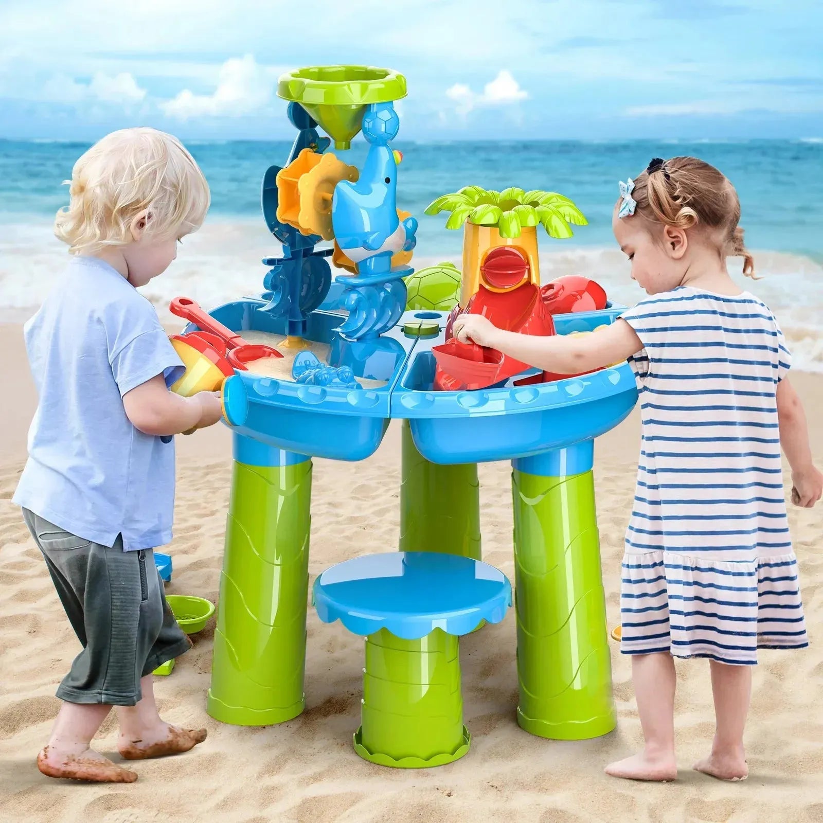 YOTOY Kids Beach Table Sand Water Table Toys Summer Beach Toys - YOTOY