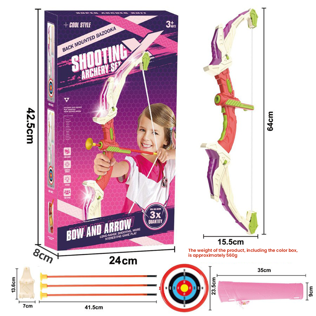 YOTOY Kids LED Light-Up Bow & Arrow Set | Safe Outdoor Sport with Suction Cup Targets | Cool Archery Toy for Shooting Fun - YOTOY