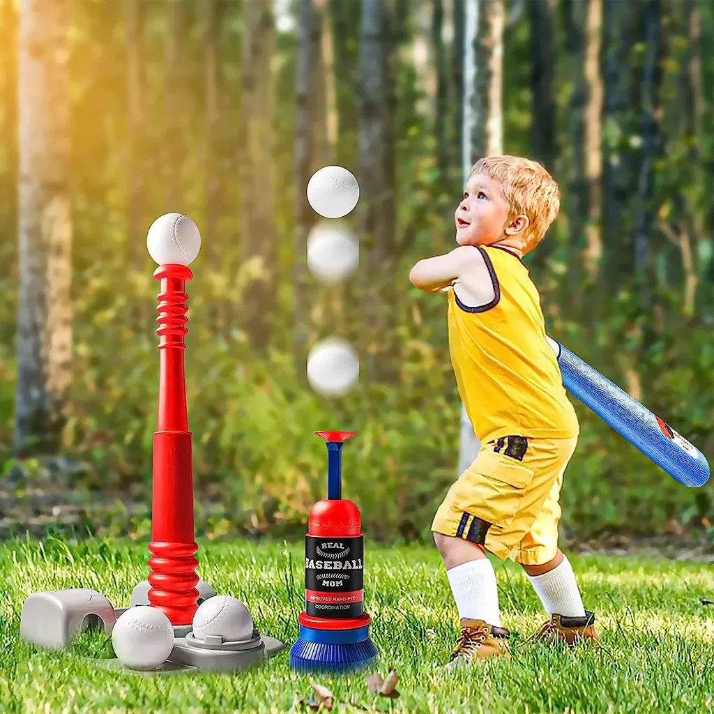 YOTOY Kids Outdoor Interactive Telescopic Baseball Set - Adjustable Launcher Trainer Kit Sport Toy - YOTOY