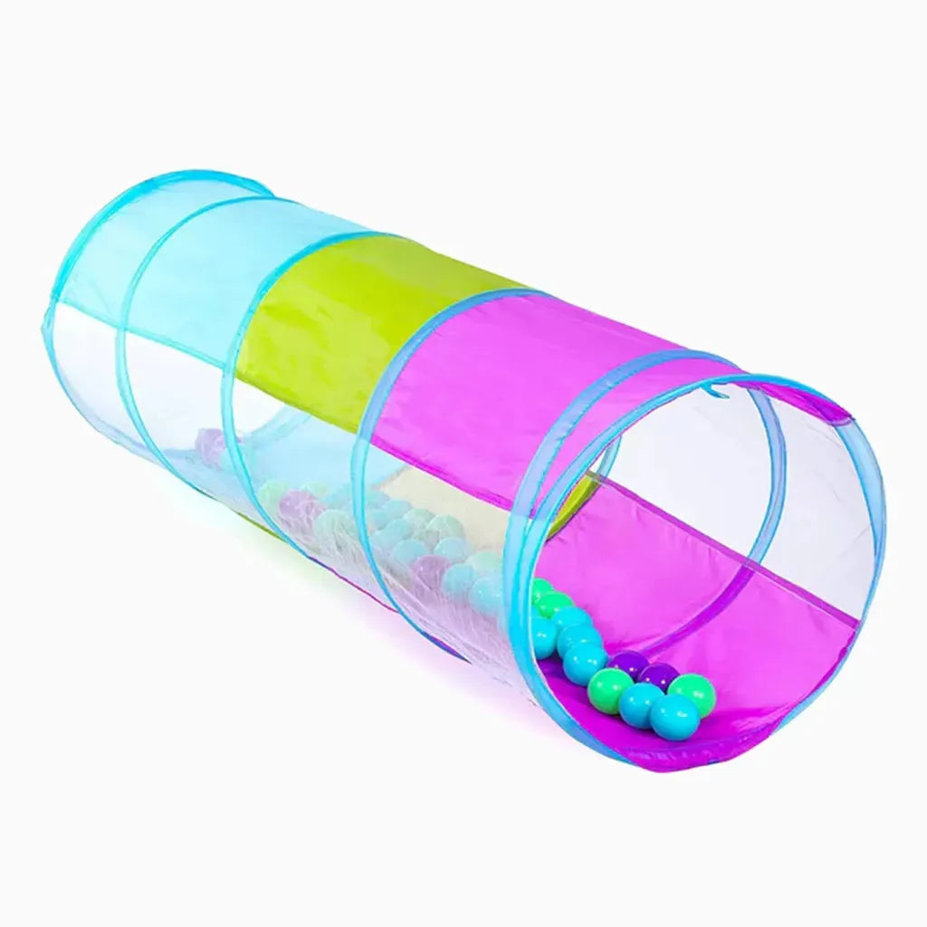 YOTOY Kids Rainbow Sensory Tunnel - Crawling Tube Toy for Baby & Toddler Exercise (Blue, Purple, Green) - YOTOY