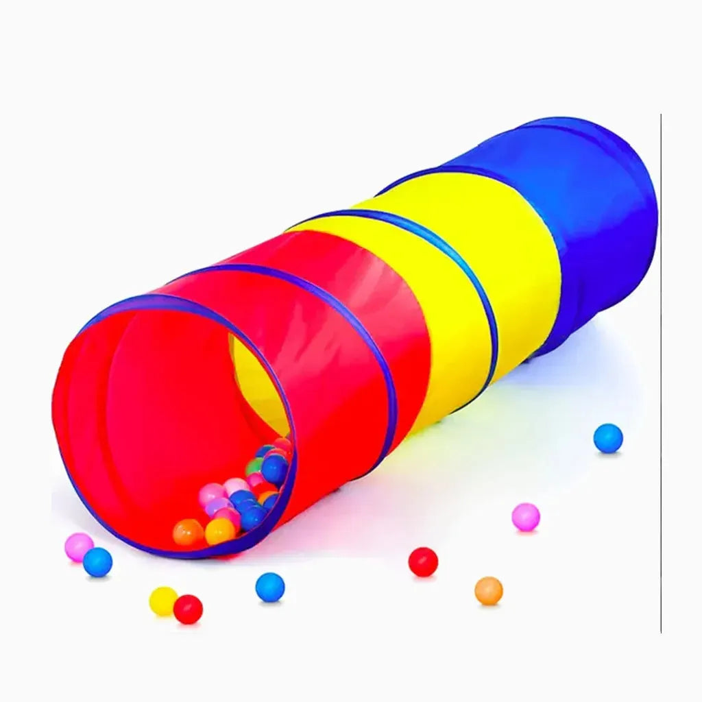 YOTOY Kids Rainbow Sensory Tunnel - Crawling Tube Toy for Baby & Toddler Physical Development (Red, Yellow, Blue) - YOTOY