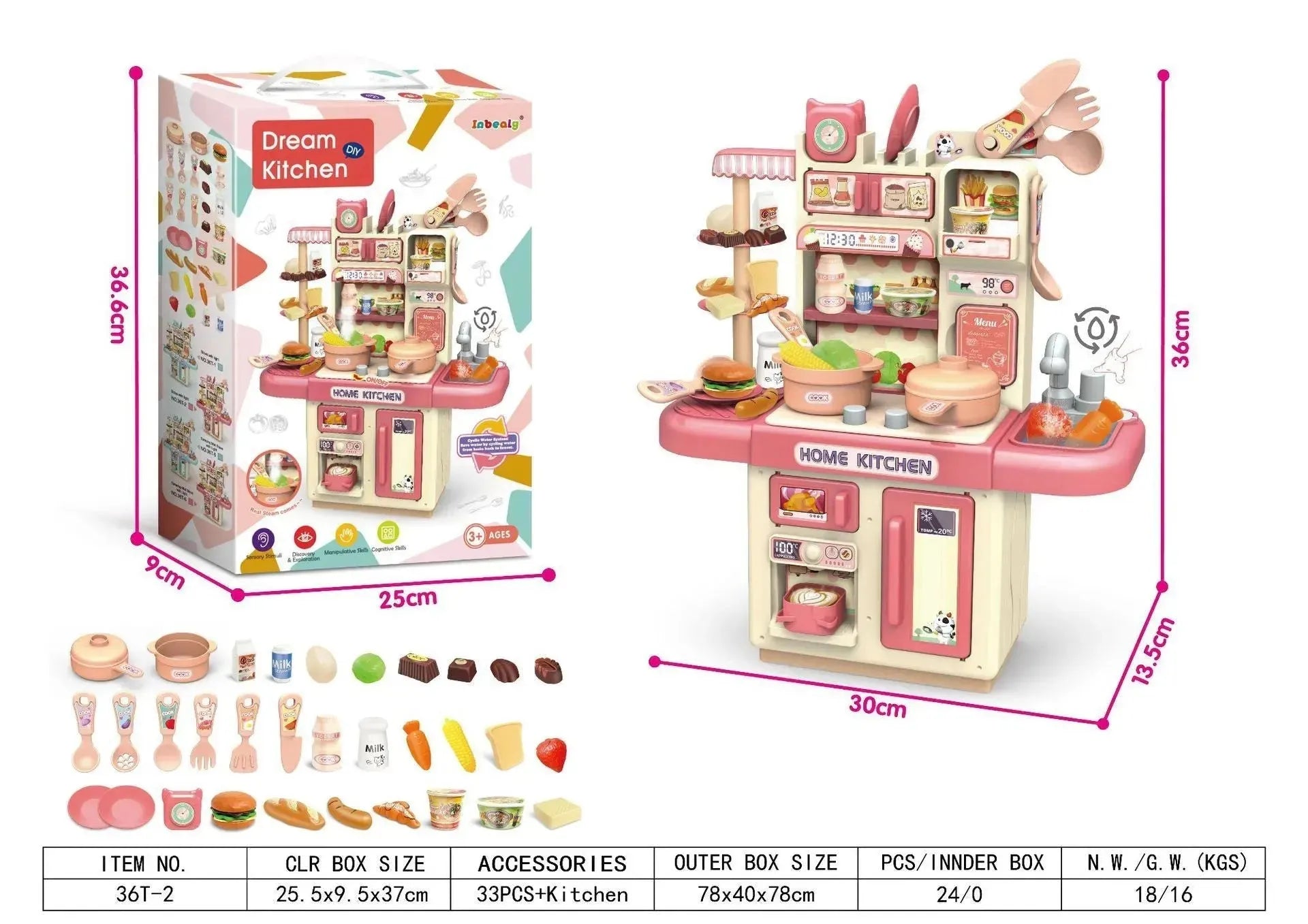 YOTOY Large Kids Play Kitchen Set for Girls - YOTOY