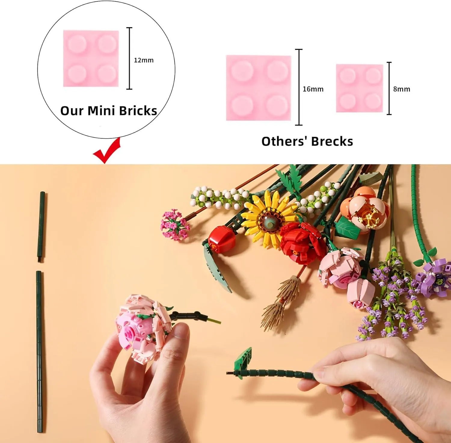 YOTOY Mini Bricks Flower Bouquet Building Sets - YOTOY