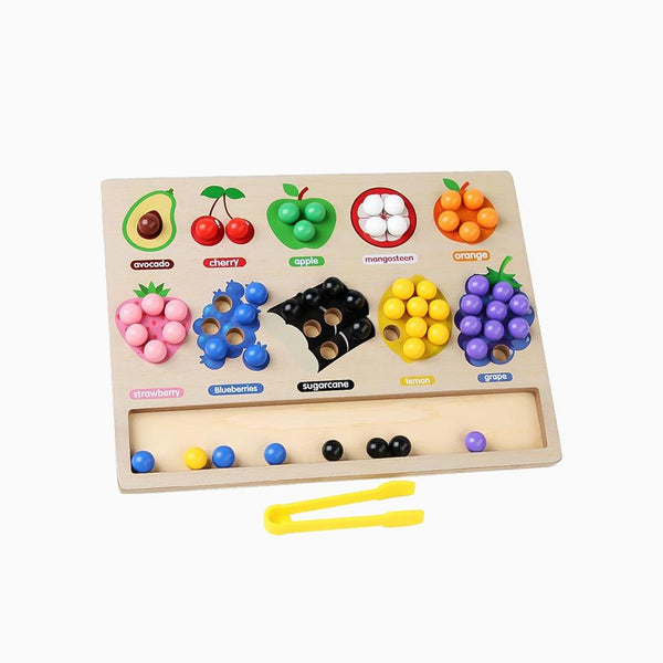 YOTOY Montessori Wooden Fun Fruit Classification And Matching Clip Beads - YOTOY