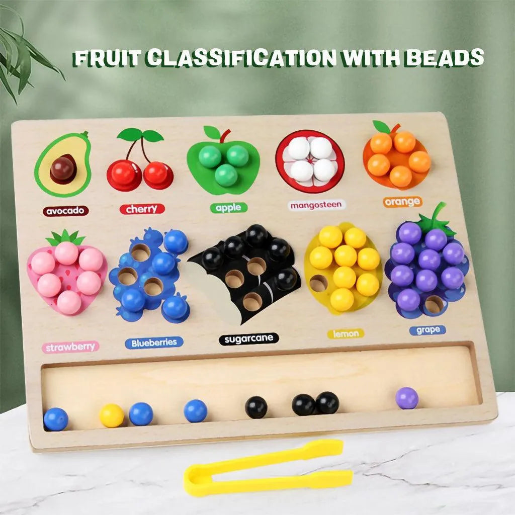 YOTOY Montessori Wooden Fun Fruit Classification And Matching Clip Beads - YOTOY