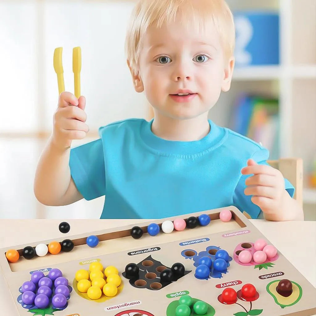 YOTOY Montessori Wooden Fun Fruit Classification And Matching Clip Beads - YOTOY