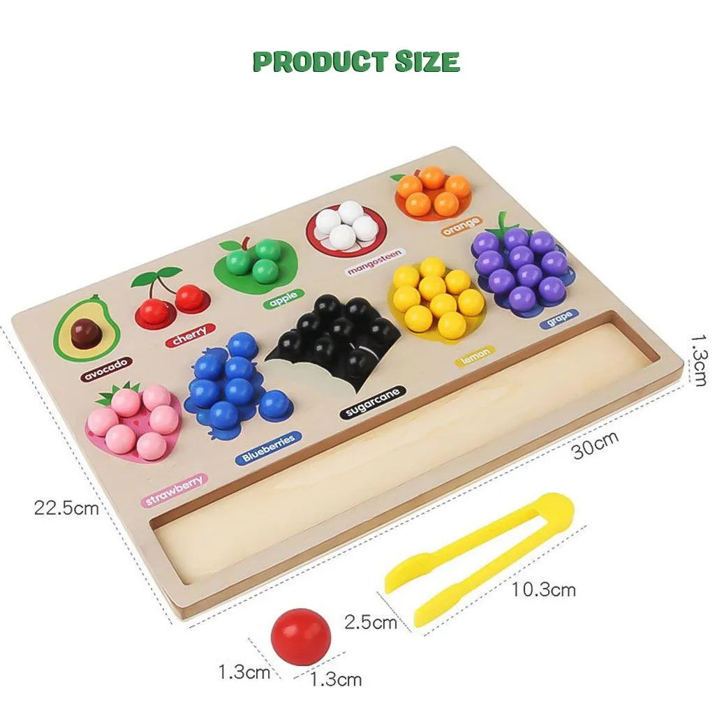 YOTOY Montessori Wooden Fun Fruit Classification And Matching Clip Beads - YOTOY