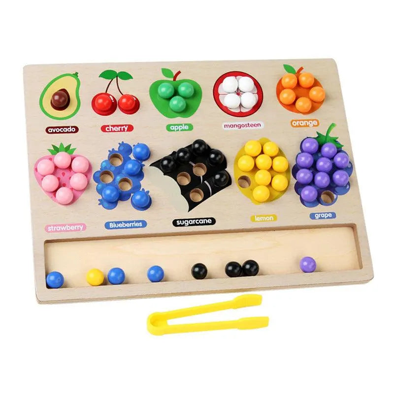 YOTOY Montessori Wooden Fun Fruit Classification And Matching Clip Beads - YOTOY