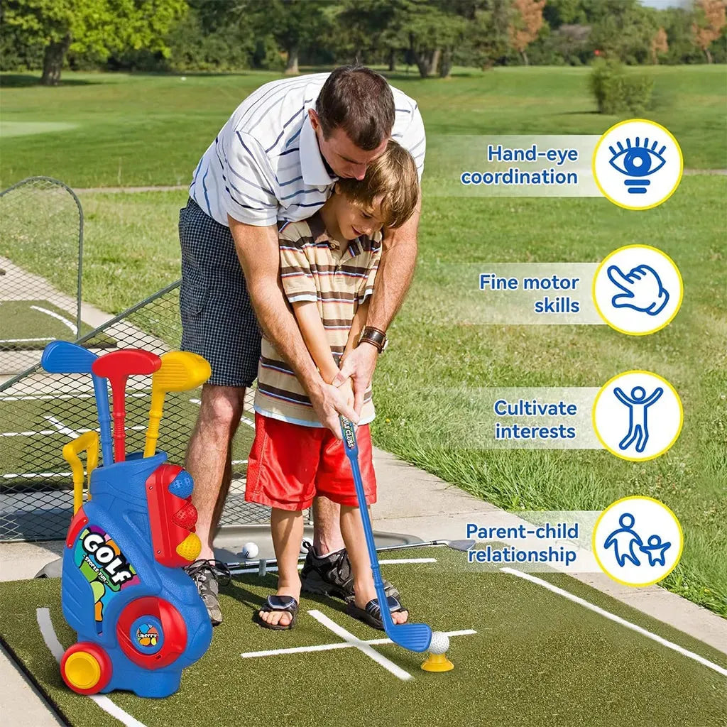 YOTOY New Arrival Kids' Golf Toy Set - Interactive Outdoor & Indoor Pull Rod Backpack for Family Fun - YOTOY